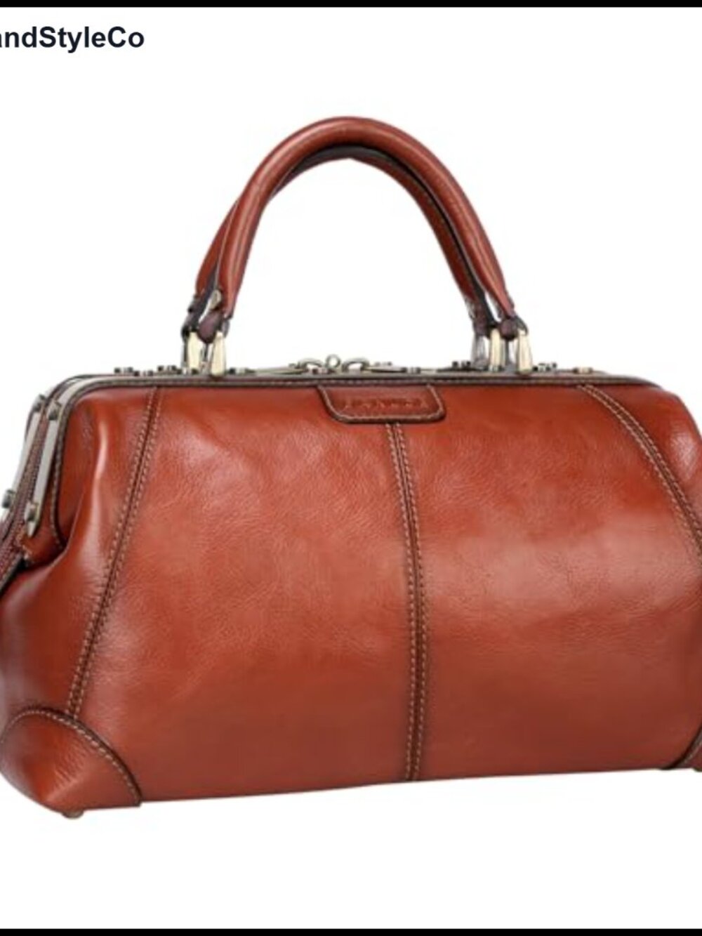 Italian Full Grain Leather Doctor Bag Purse Women Tote Handbag